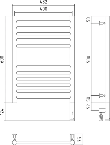 Полотенцесушитель электрический Сунержа Богема 3.0 40х60 см правый белый матовый, лесенка, вертикальные - фото 4