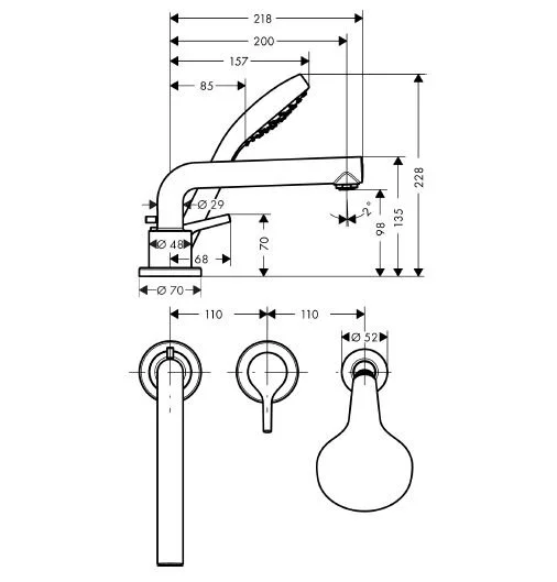 Смеситель для ванны Hansgrohe Talis S хром, для ванны - фото 2