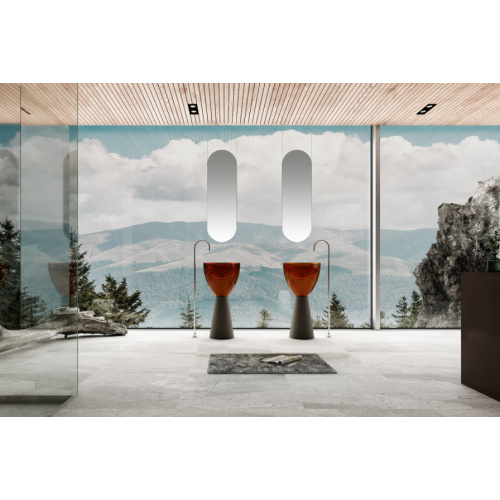 Раковина Abber Kristall 45 см черная/коричневая, напольные, свободностоящие - фото 3