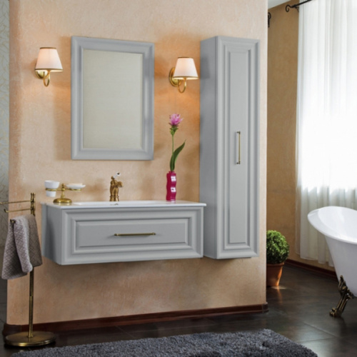 Пенал для ванной, цвет серый шелк матовый, фурнитура бронза, La Beaute Cornelia, по запросу - фото 2