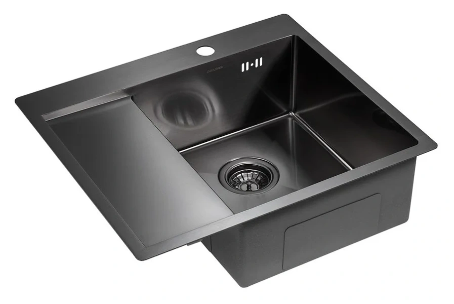 Мойка для кухни Paulmark Flank 59 см вороненая сталь, правосторонняя, с крылом - фото 7