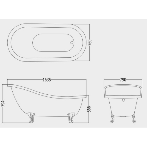 Ванна чугунная Devon&Devon Regina Iron Effect - фото 4