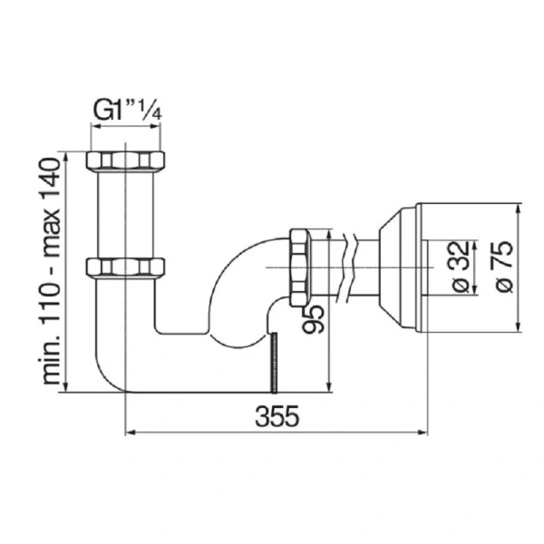Сифон для раковины Nobili Rubinetterie AV00107/1 ремонтопригодный - фото 3