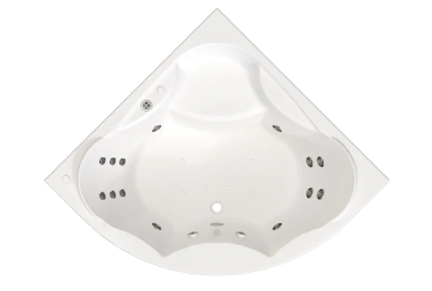 Гидромассажная ванна Радомир Сандра 2-81-2-0-0-221, 149 х 149 см, рама-подставка, фронтальный экран, сифон, слив-перелив автомат, гидромассаж Терапия хром КУ 200, белая - фото 1