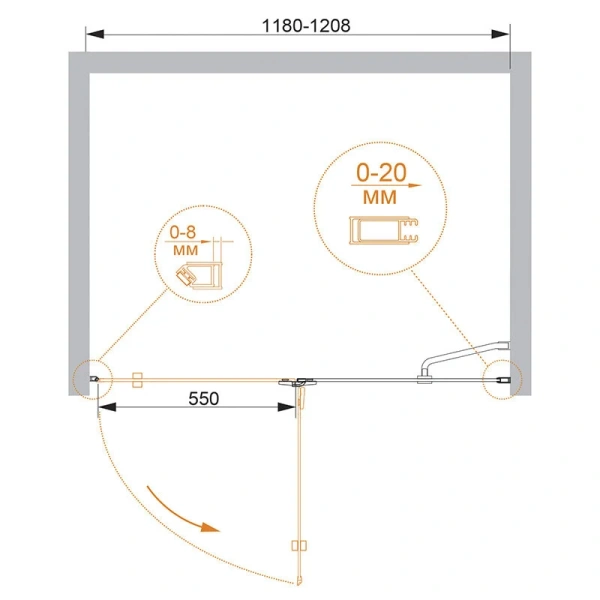 Душевая дверь в нишу Cezares Bergamo 120 см левая - фото 2