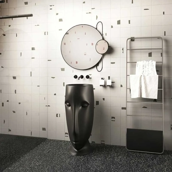 Раковина напольная Kerasan Artwork Moloco черный матовый, круглой формы, моноблок - фото 5