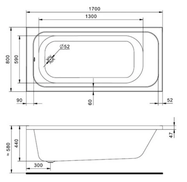 Ванна акриловая Santek Ламма 170x80 белая, современныe, hi-tech - фото 3