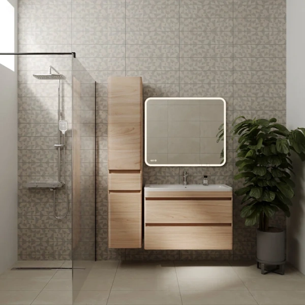 Тумба под раковину подвесная Style Line Атлантика 90 см ясень перламутр, комплект (набор) - фото 8