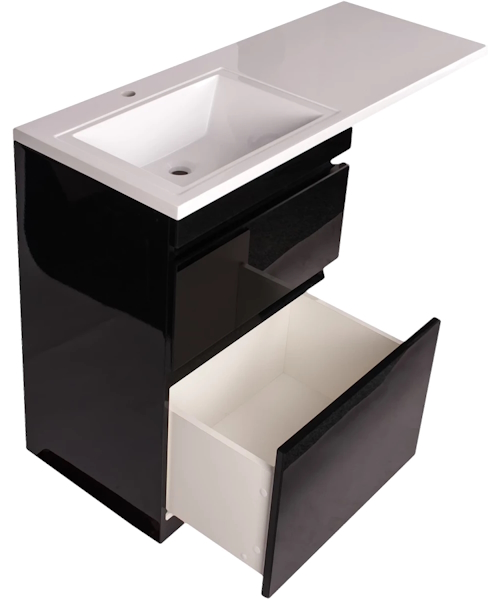 Тумба под раковину напольная Style Line Даймонд 58 см черная, моноблок, для стиральной машины - фото 5