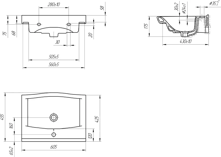 Раковина керамическая Cersanit STRIM S-UM-STR60/1-w 60.5х48.5, белые - фото 4