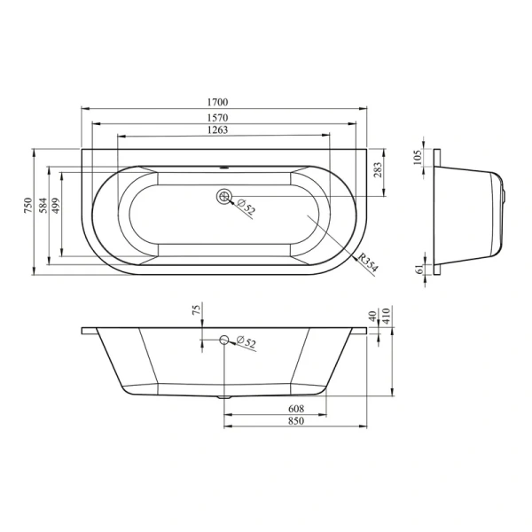 Ванна акриловая Lavinia Boho Art 170x75 см белая, белые - фото 8