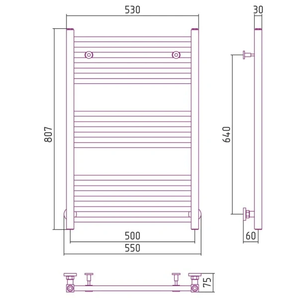 Полотенцесушитель водяной Сунержа Модус 50х80 см шампань, современные, hi-tech - фото 2