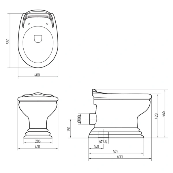 Унитаз напольный Migliore Milady 2088 с платиновым декором - фото 2