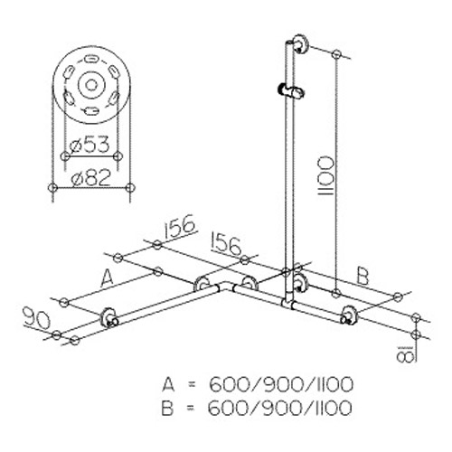 Поручень со штангой для душа Keuco Plan 34915 80х80 см - фото 3