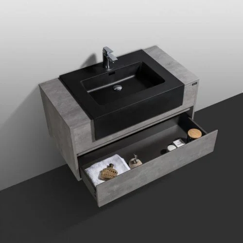 Тумба с раковиной подвесная Black&White Universe 903U1000 100 см МДФ, моноблок - фото 5