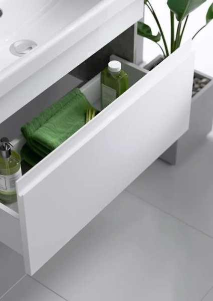 Тумба под раковину подвесная Aqwella Smart 80 см бетон светлый, современная, hi-tech - фото 3