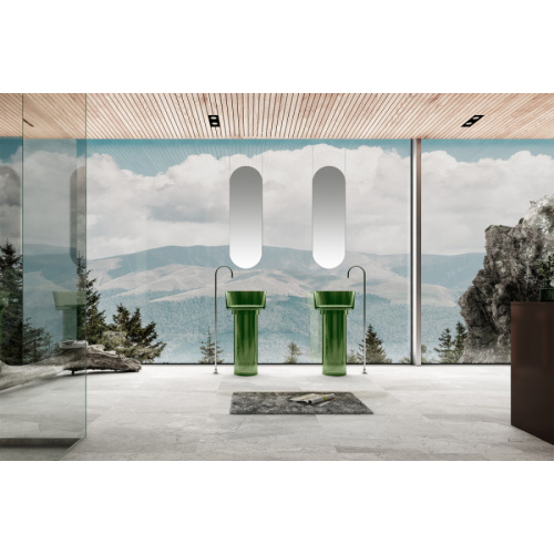 Раковина напольная Abber Kristall 45 см зеленая, напольные, свободностоящие - фото 3