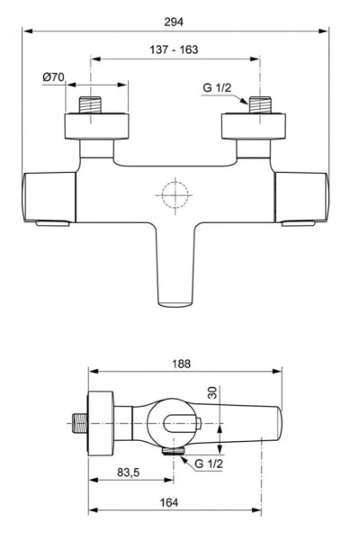 Смеситель для ванны Ideal Standard Ceratherm 100 термостатический - фото 2