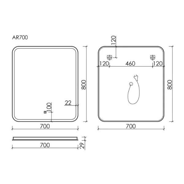 Зеркало с подсветкой Sancos Arcadia 70 см прямоугольное - фото 2