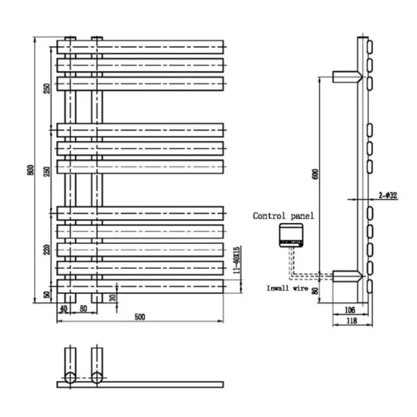 Полотенцесушитель электрический Boheme Venturo 50x80 см черный - фото 2