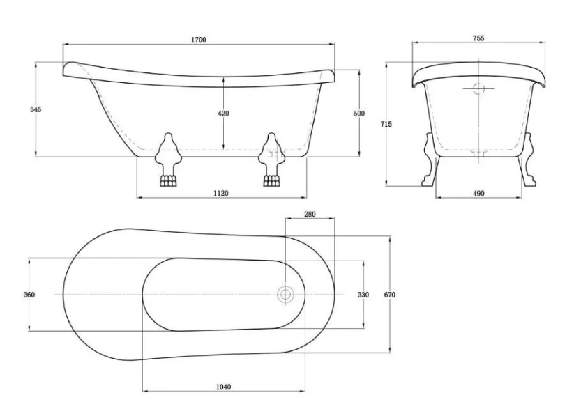 Ванна акриловая Vincea 170x75.5 см черная, современныe, hi-tech - фото 3