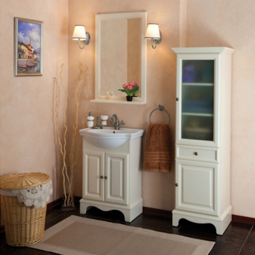 Пенал для ванной, петли справа, цвет слоновая кость матовый, фурнитура состареное серебро, La Beaute Michel, по запросу - фото 2