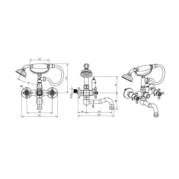 Смеситель для ванны Boheme Royal Cristal с душем - фото 3