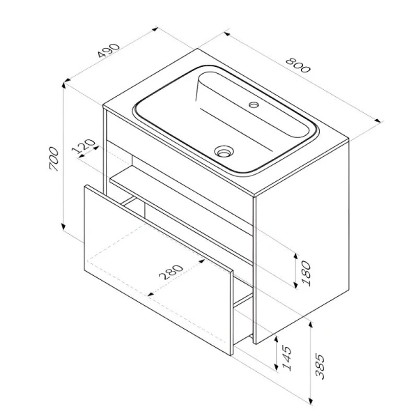 Тумба с раковиной подвесная Am.Pm Func M8FFUX0801 80 см 1 ящик - фото 2
