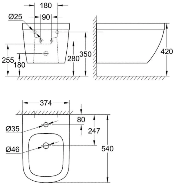 Биде подвесное Grohe Euro Ceramic 39208000 - фото 2
