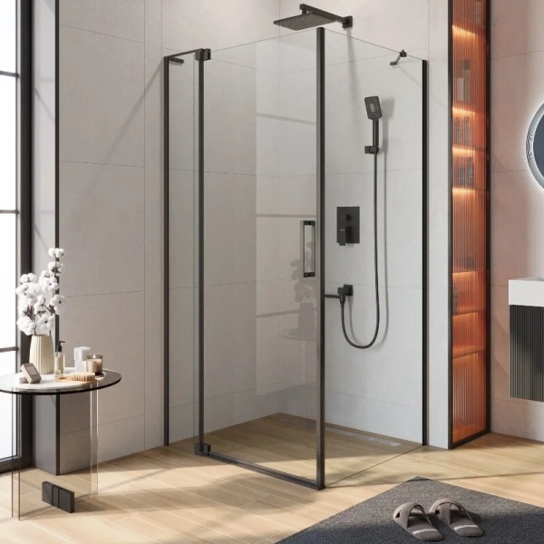 Душевой уголок Cezares Slider 110х100 см стекло бронзовое профиль брашированное золото - фото 3