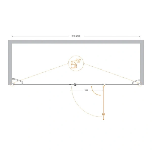 Душевая дверь в нишу Cezares Verona 215 см стекло прозрачное - фото 2