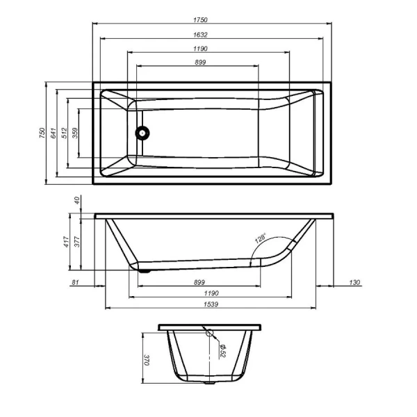 Акриловая ванна Am.Pm Gem W93A-175-075W-A, 175 x 75 см, белая, белые - фото 8