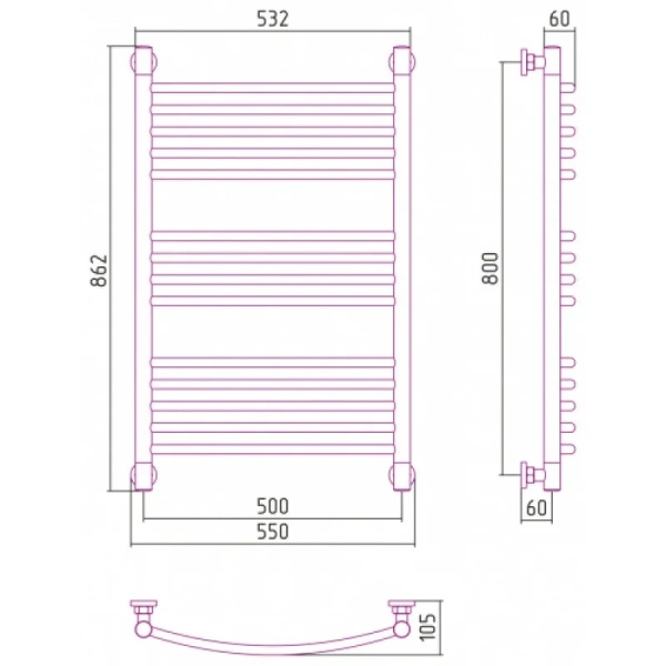 Полотенцесушитель водяной Сунержа Богема+ 50х80 см состаренная бронза, современные, hi-tech - фото 2