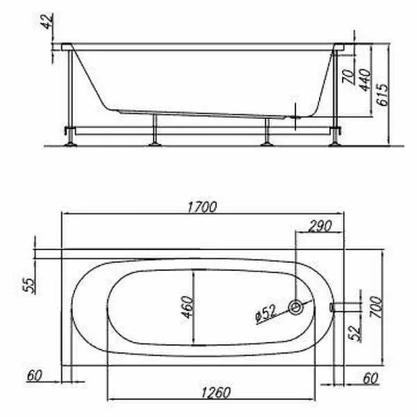 Акриловая ванна Kolpa-San Quat Tamia 900280 170 х 70 см, белый - фото 2