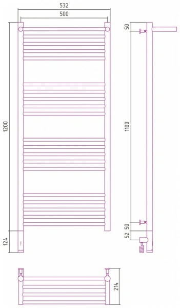 Полотенцесушитель электрический Сунержа Богема 3.0 50х120 см правый, без покрытия, современные, hi-tech - фото 2