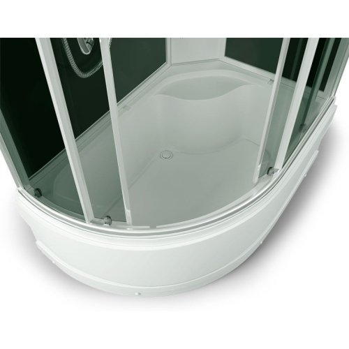 Душевая кабина правосторонняя, задняя стенка чёрная, стекло тонированное, Erlit Comfort ER4512TPR-C4, угловые, недорогие, с гидромассажем, c тропическим душем, с вентиляцией, с крышей - фото 5