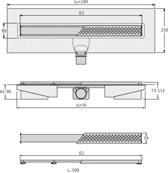 Душевой лоток BERGES C1 Norma 50 см черный матовый index_1 - фото 8