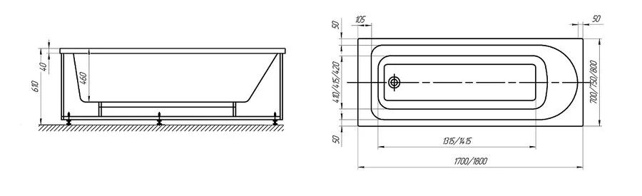 Ванна акриловая Jacob Delafon Odeon Rive Gauche E6D365RU-00, 180 x 80 см, белая - фото 3