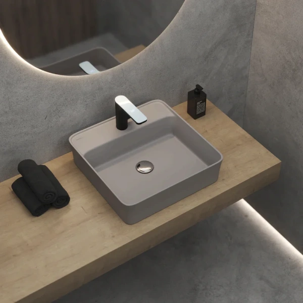 Раковина BERGES Ego 45 см матовый серый, современные, hi-tech - фото 2