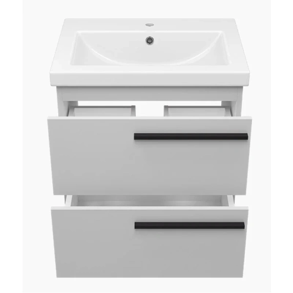 Тумба с раковиной подвесная Misty Ненси 60 см с 2 ящиками, подвесная, пристенная - фото 4