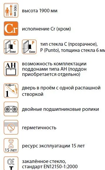 Душевая дверь в нишу Cezares Eco 60 см профиль хром стекло прозрачное - фото 3