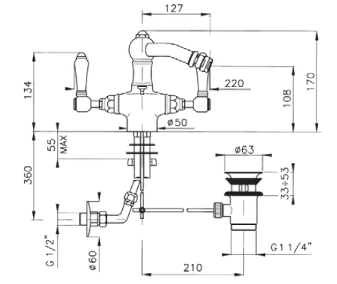 Смеситель для биде, ручка 78 P. Mont Blanc Anticata, Nicolazzi D.Anglaises 1434, для биде - фото 2