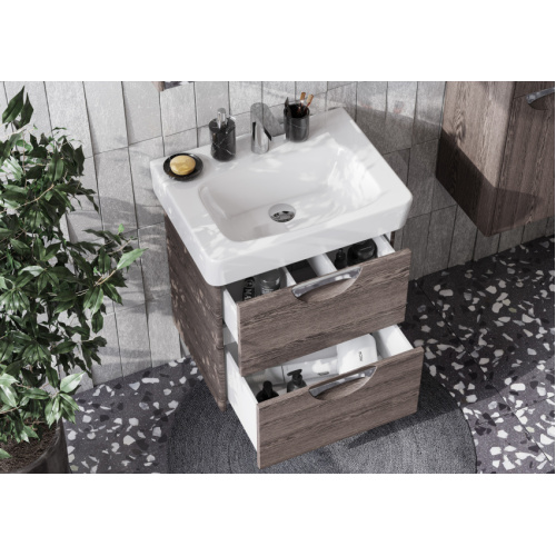 Тумба под раковину подвесная Акватон Сильва 60 см дуб макиато, 55 см - фото 6