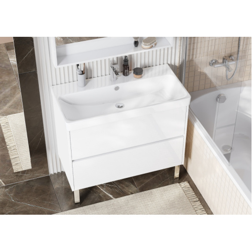 Тумба под раковину подвесная Акватон Сканди 90 см белая матовая/белая глянцевая, 90 см - фото 6