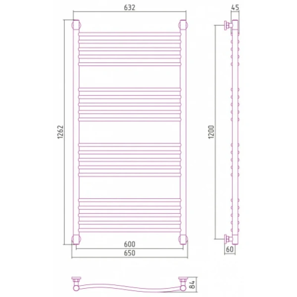 Полотенцесушитель водяной Сунержа Флюид+ 60х120 см состаренная бронза, современные, hi-tech - фото 2