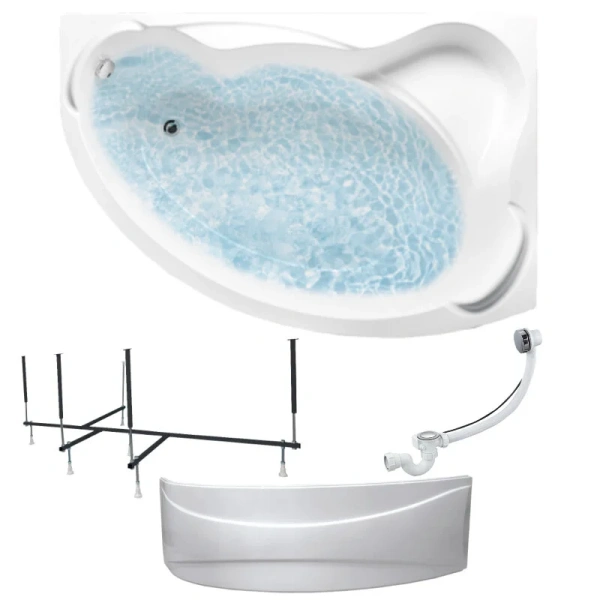 Ванна акриловая 1MarKa Catania 01кт1610лкп/01кт1610пкп, 160 x 105 см, левая/правая, цвет белый, 160 см - фото 8