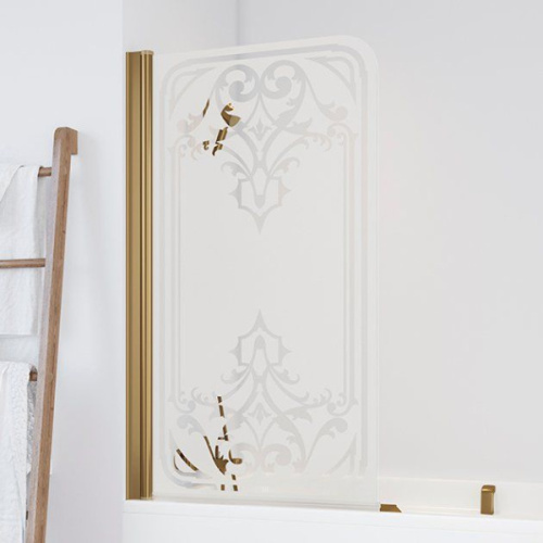 Душевая шторка на ванную рисунок прозрачный стекло матовое Vegas-glass EV 76 ARTDECO D1 L, распашные - фото 4