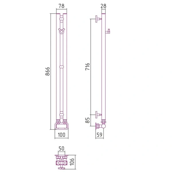 Полотенцесушитель водяной Сунержа Нюанс EU50+ 5х84 см другие цветовые решения - фото 4