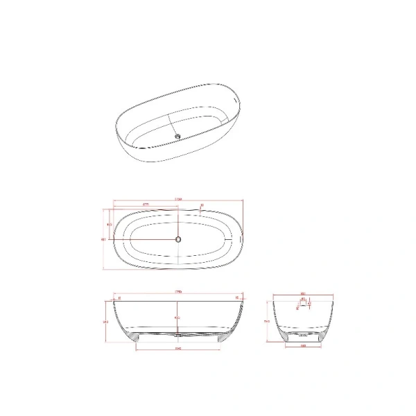 Акриловая ванна Timo SATU1750, 180 х 80 см, цвет белый - фото 2