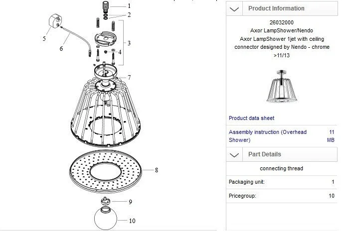 Верхний душ Axor LampShower/Nendo 26032000 - фото 3